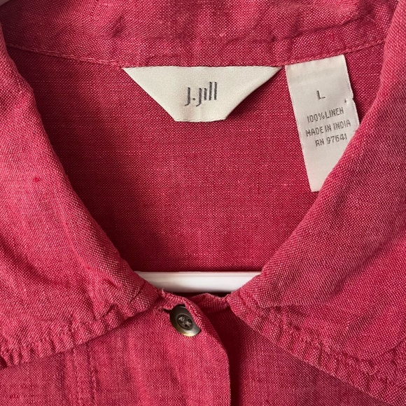 J. Jill 100% Linen Collared Button Down Top Size Large Long Sleeve Lightweight - Picture 4 of 12